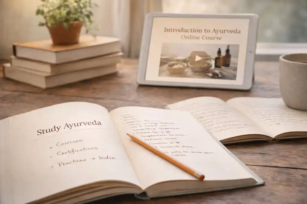 Books and study notes for learning Ayurveda